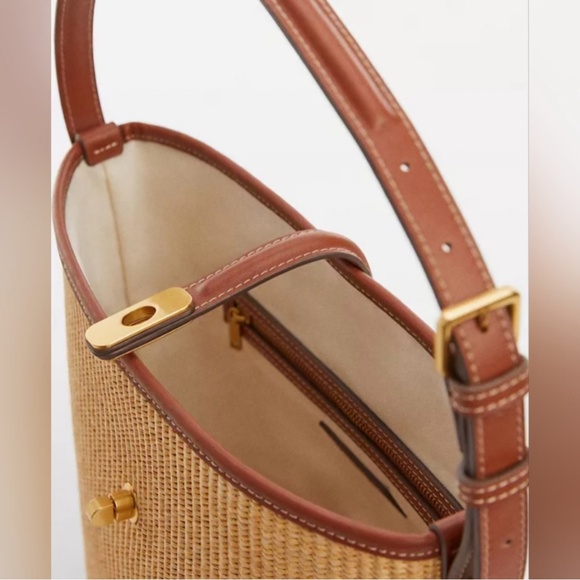 Mango Raffia-Effect Bucket Purse IDAURA NWT - Picture 3 of 12